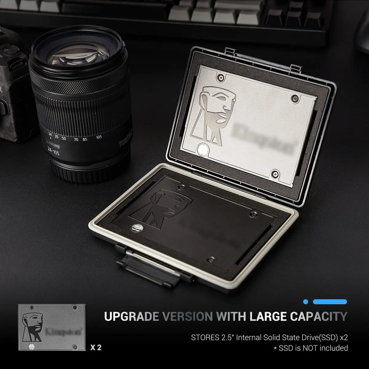 JJC 2-Slot 2.5 inch SSD Hard Drive Case | Water-Resistant & Shockproof Storage Box - view 4