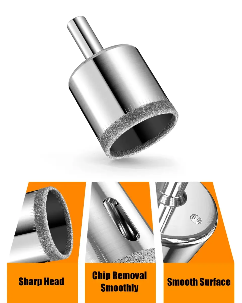 Semderm Diamond Hole Saw Set 10 PCS 3mm-30mm (1/4"-1 1/5") | Cuts Glass, Tile, Stone, Granite - view 4