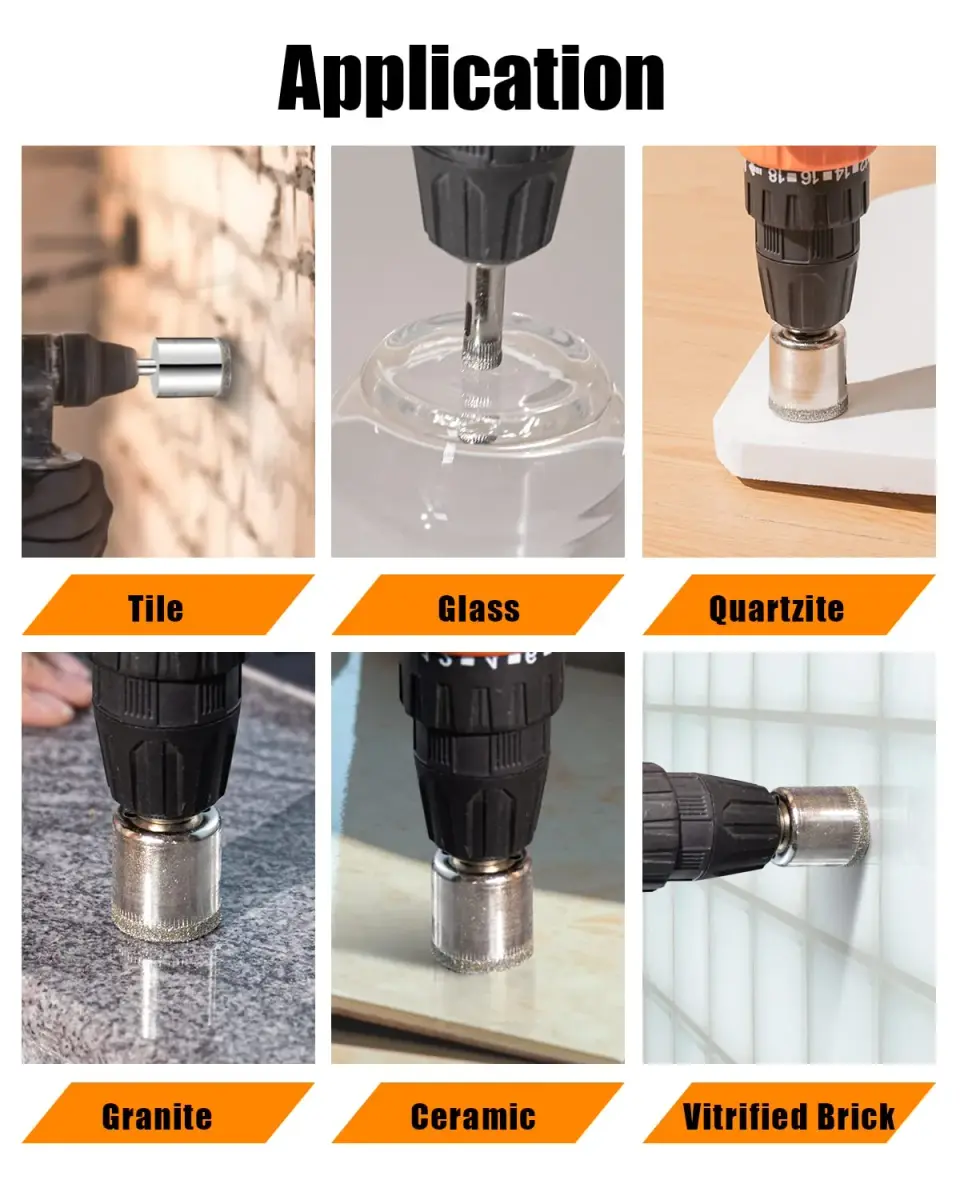 Semderm Diamond Hole Saw Set 10 PCS 3mm-30mm (1/4"-1 1/5") | Cuts Glass, Tile, Stone, Granite - view 5