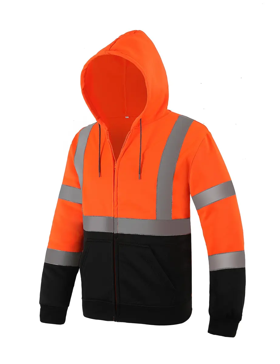 sesafety High Visibility Safety Sweatshirt for Men, Class 3 Reflective Zippered Hoodie, Hi-Vis Safety Hoodie with Black Bottom | ANSI 107 Type R Class 3 - main product image