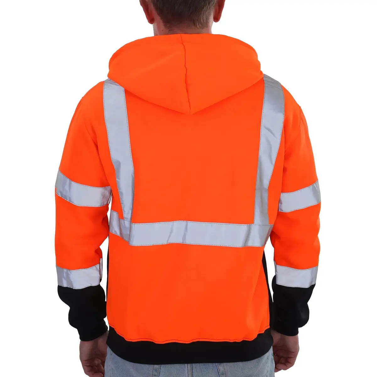 sesafety High Visibility Safety Sweatshirt for Men, Class 3 Reflective Zippered Hoodie, Hi-Vis Safety Hoodie with Black Bottom | ANSI 107 Type R Class 3 - view 2