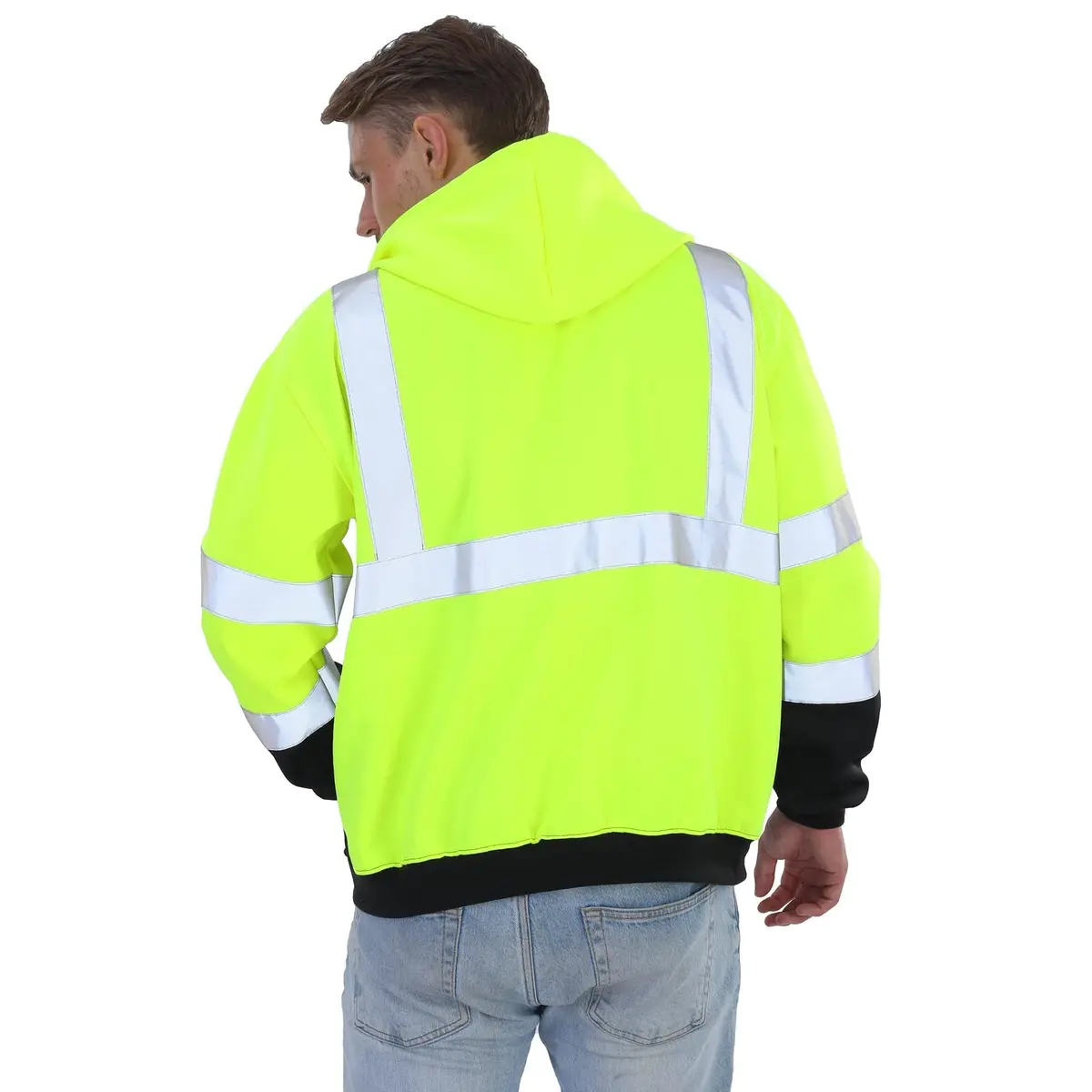 sesafety High Visibility Safety Sweatshirt for Men, Class 3 Reflective Hoodie, Yellow-204 | ANSI 107 Type R Class 3 Compliant (70-120 chars) - view 2