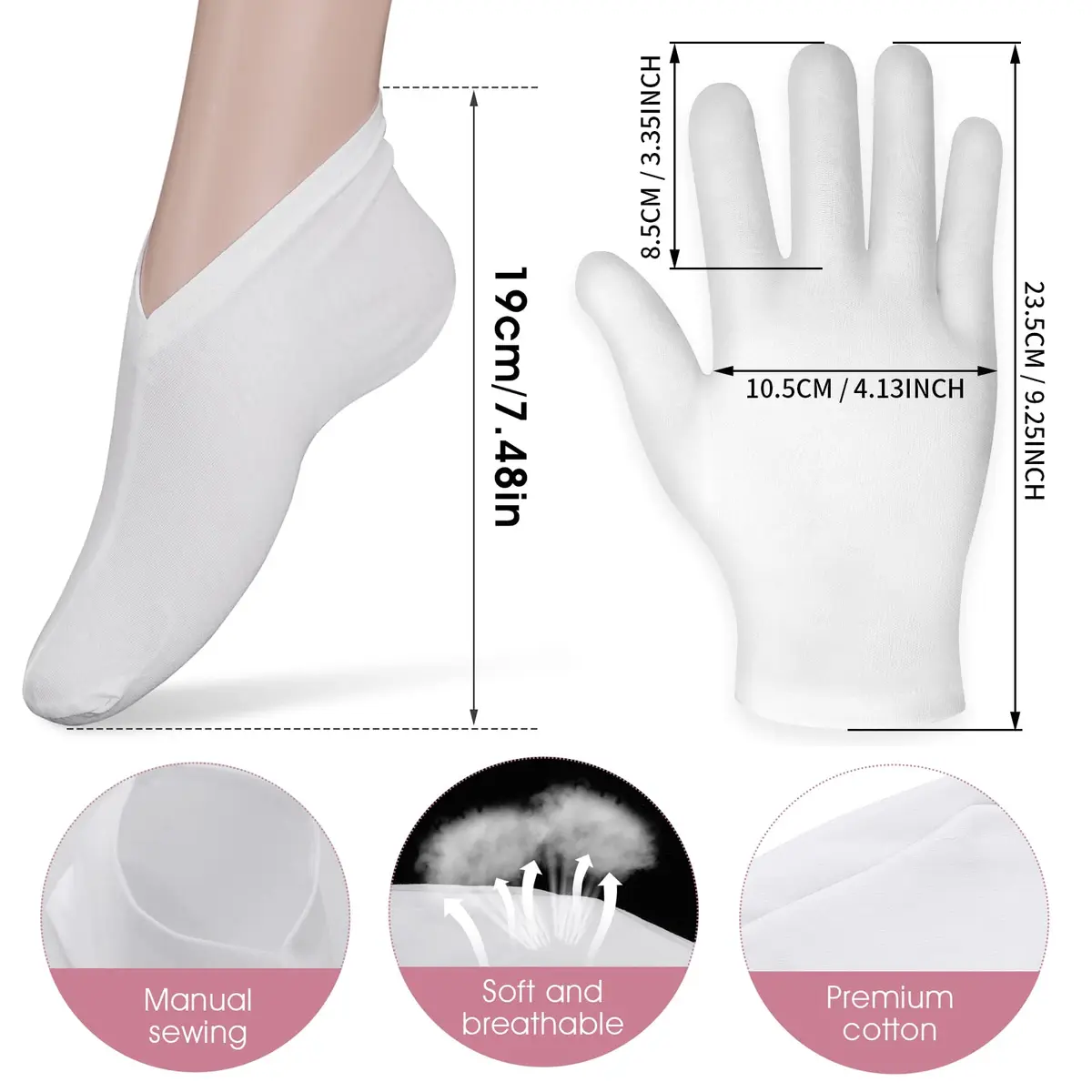 Sibba Moisturizing Gloves & Socks 2 Pairs | Overnight Hand & Foot Hydration for Dry Skin - view 2