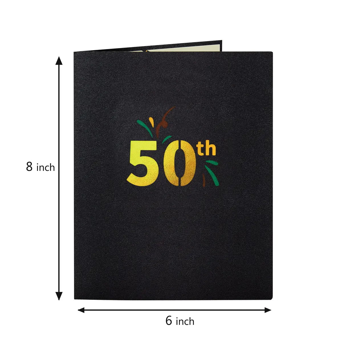 HOMANGA Happy 50th Birthday Pop Up Card | 6" x 8" Glitter Design for Milestone Celebration - view 2