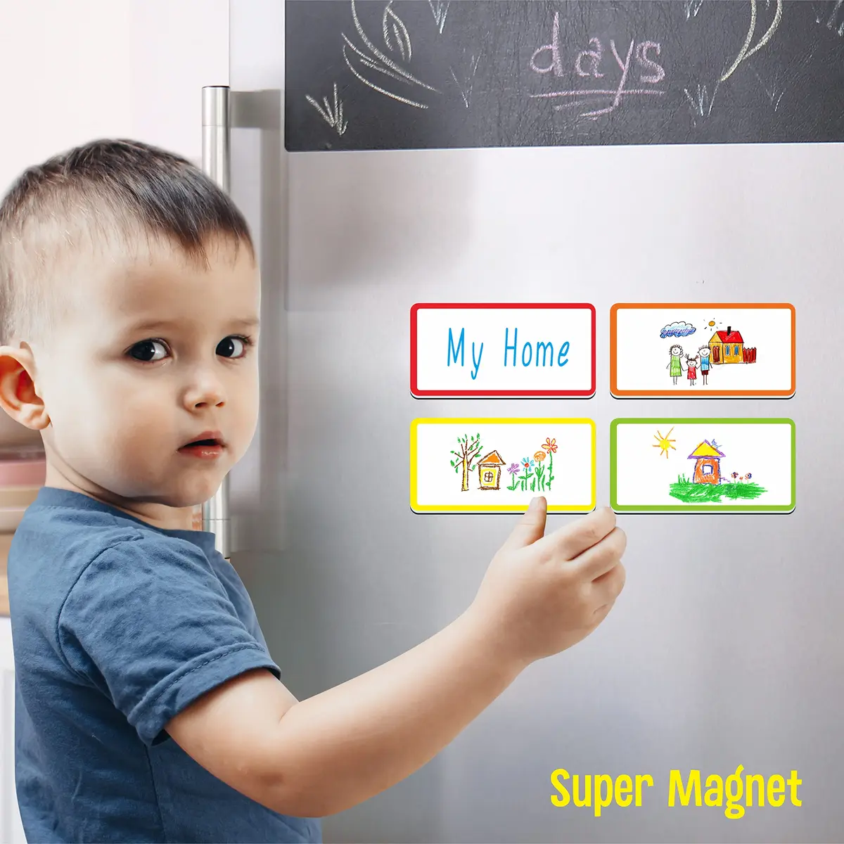 SpriteGru Magnetic Name Tag Label, 55 PCS, 2" x 1" | Reusable Neon Dry Erase Stickers for Whiteboards & Metal Surfaces - view 5
