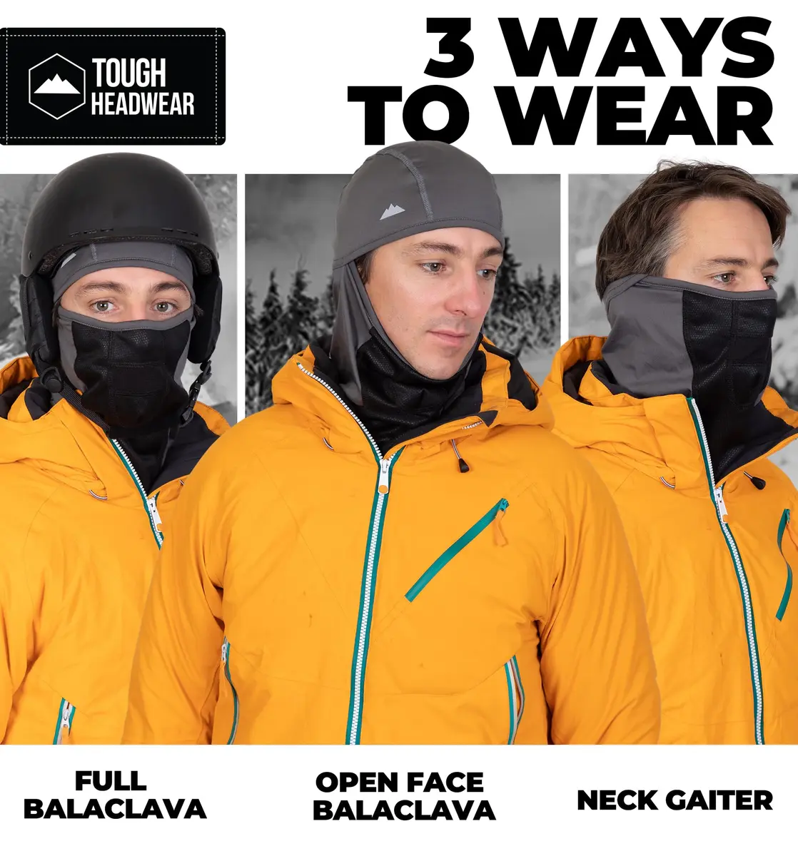 Tough Headwear Balaclava Ski Mask - Winter Face Cover for Men & Women - Cold Weather Snow Gear for Skiing, Snowboarding, Running & Motorcycle - view 5