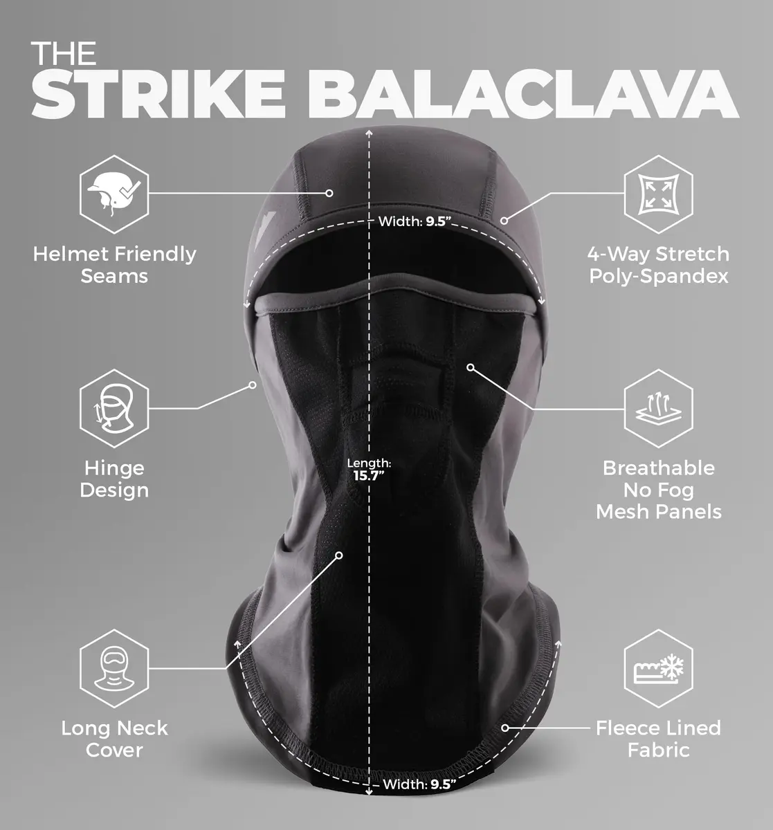 Tough Headwear Balaclava Ski Mask - Winter Face Cover for Men & Women - Cold Weather Snow Gear for Skiing, Snowboarding, Running & Motorcycle - view 3