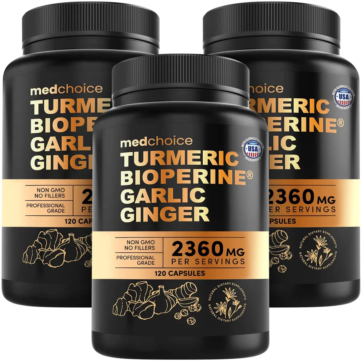 MEDCHOICE 4-in-1 Turmeric Joint Support with Garlic & BioPerine, 120ct | Supports Mobility & Joint Comfort - main product image