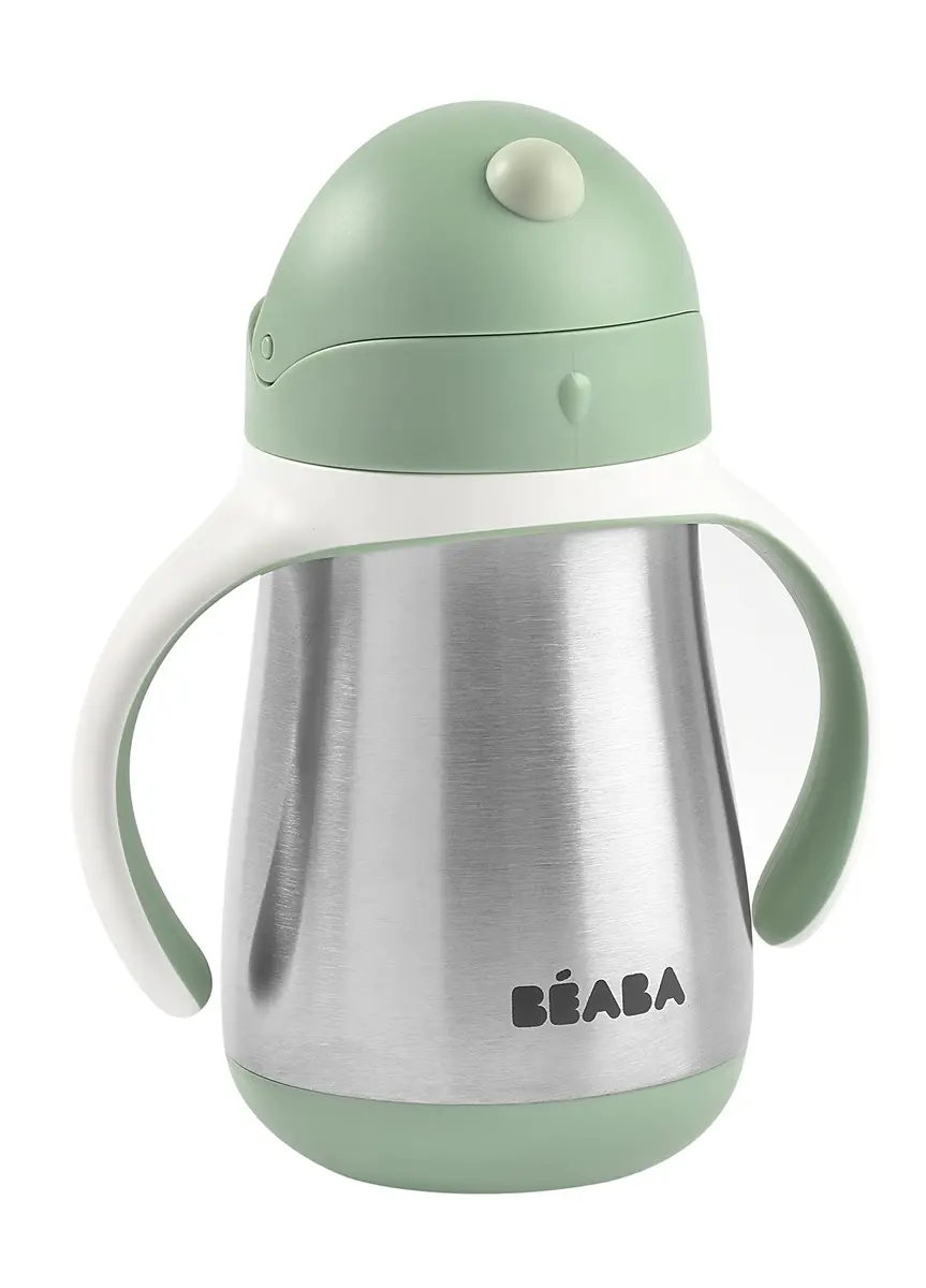 Béaba Stainless Steel Straw Sippy Cup with Removable Handles, Insulated Toddler Cup 250ml (8.5 oz) | Spill-Proof & BPA-Free - view 3
