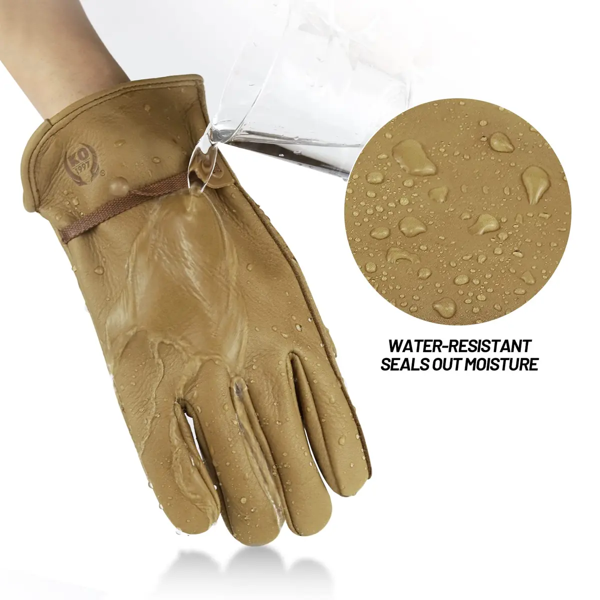 KKOYING Leather Work Gloves Waterproof Gardening Gloves for Men & Women Tough Cowhide Work Gloves with Adjustable Wrist (Small, 1 Pair) - view 5