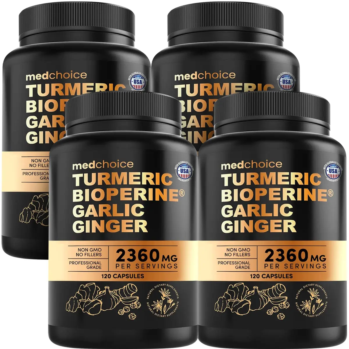 MEDCHOICE 4-in-1 Turmeric Joint Support with Garlic & BioPerine, 120ct | Supports Mobility & Joint Comfort - main product image