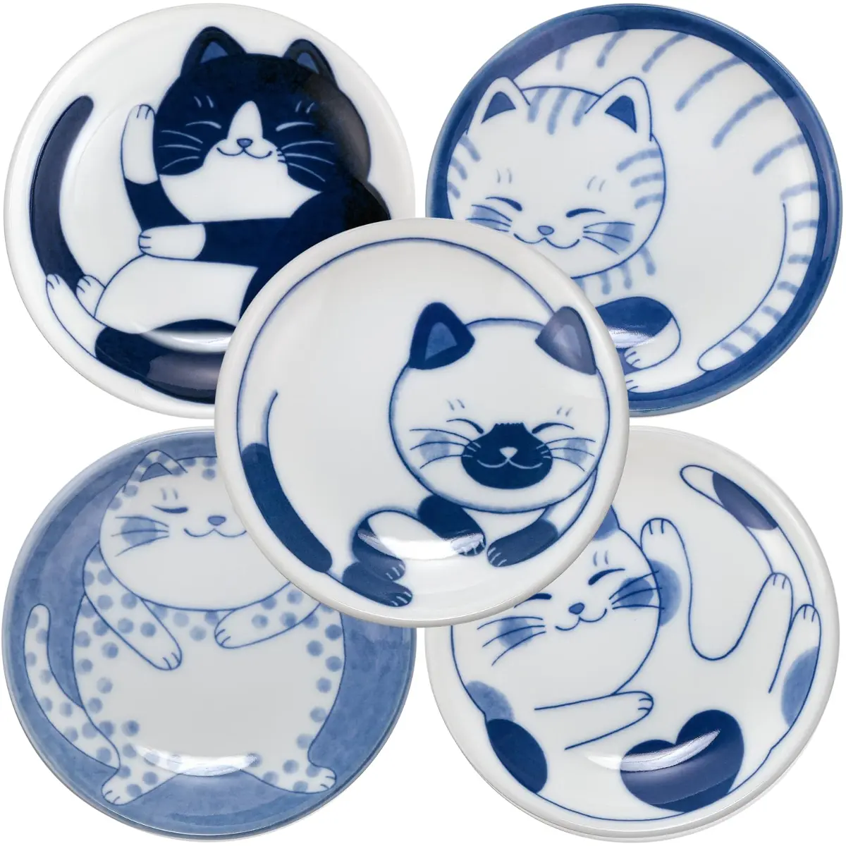 LOVE LOVE JAPAN Ceramic Cat Salad Plate Set 3.9 inch | Japanese Handmade Small Plates - main product image