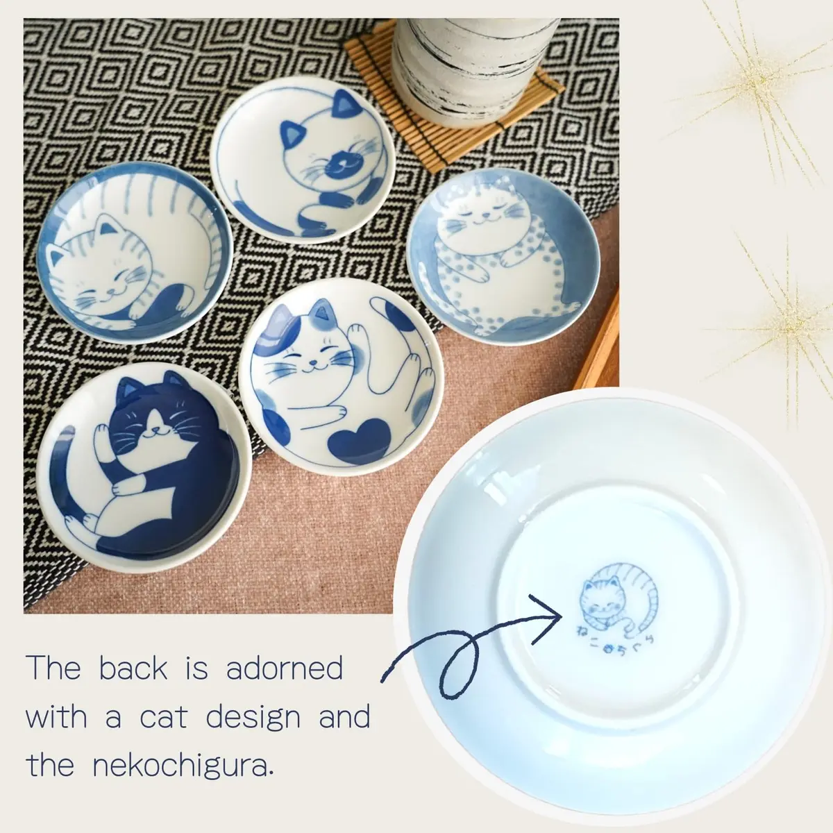 LOVE LOVE JAPAN Ceramic Cat Salad Plate Set 3.9 inch | Japanese Handmade Small Plates - view 4