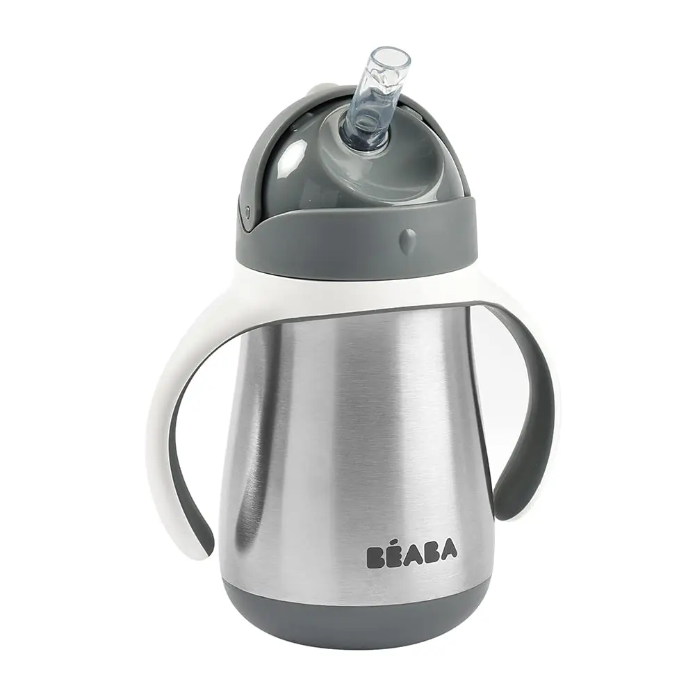 Béaba Stainless Steel Straw Sippy Cup Insulated Toddler Cup 240ml (8.5 oz) | Spill-Proof Leak-Proof for 8+ Months - main product image