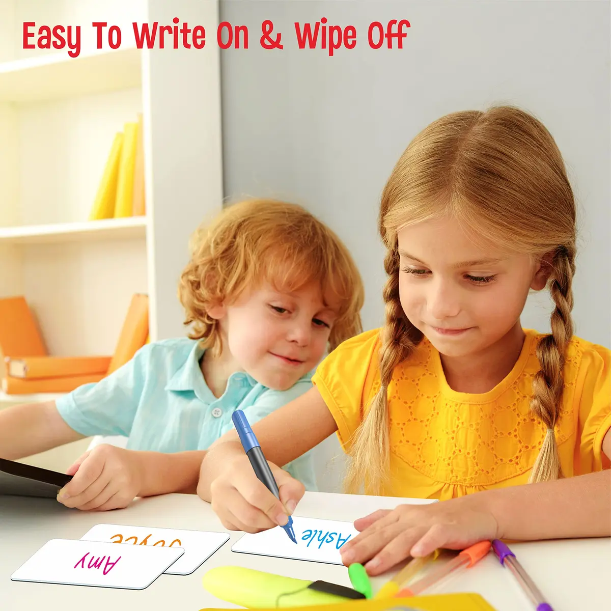 SpriteGru Magnetic Name Tag Label, 55 PCS | Reusable Dry Erase Magnetic Stickers for Whiteboards & Office (2" x 1") - view 4
