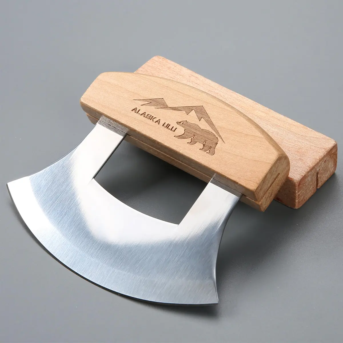 WiuCYS 5inch Alaskan Mezzaluna Ulu Knife | Sharp Salad & Veggie Chopper, Arthritic Friendly - view 7