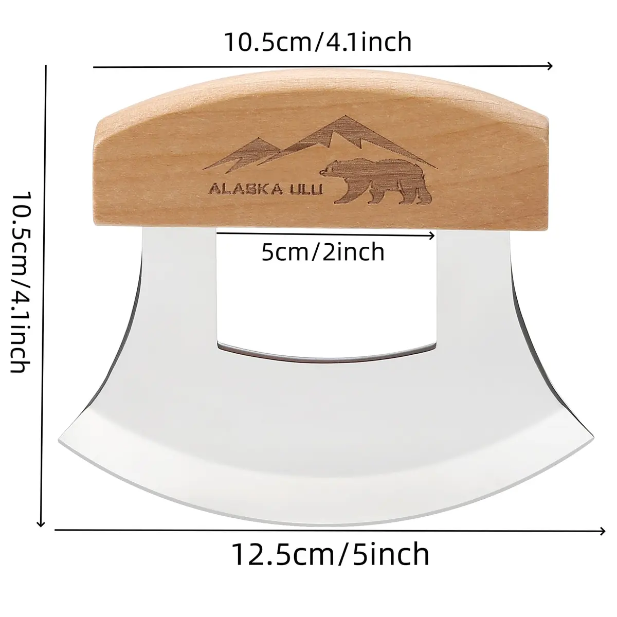 WiuCYS 5inch Alaskan Mezzaluna Ulu Knife | Sharp Salad & Veggie Chopper, Arthritic Friendly - view 2