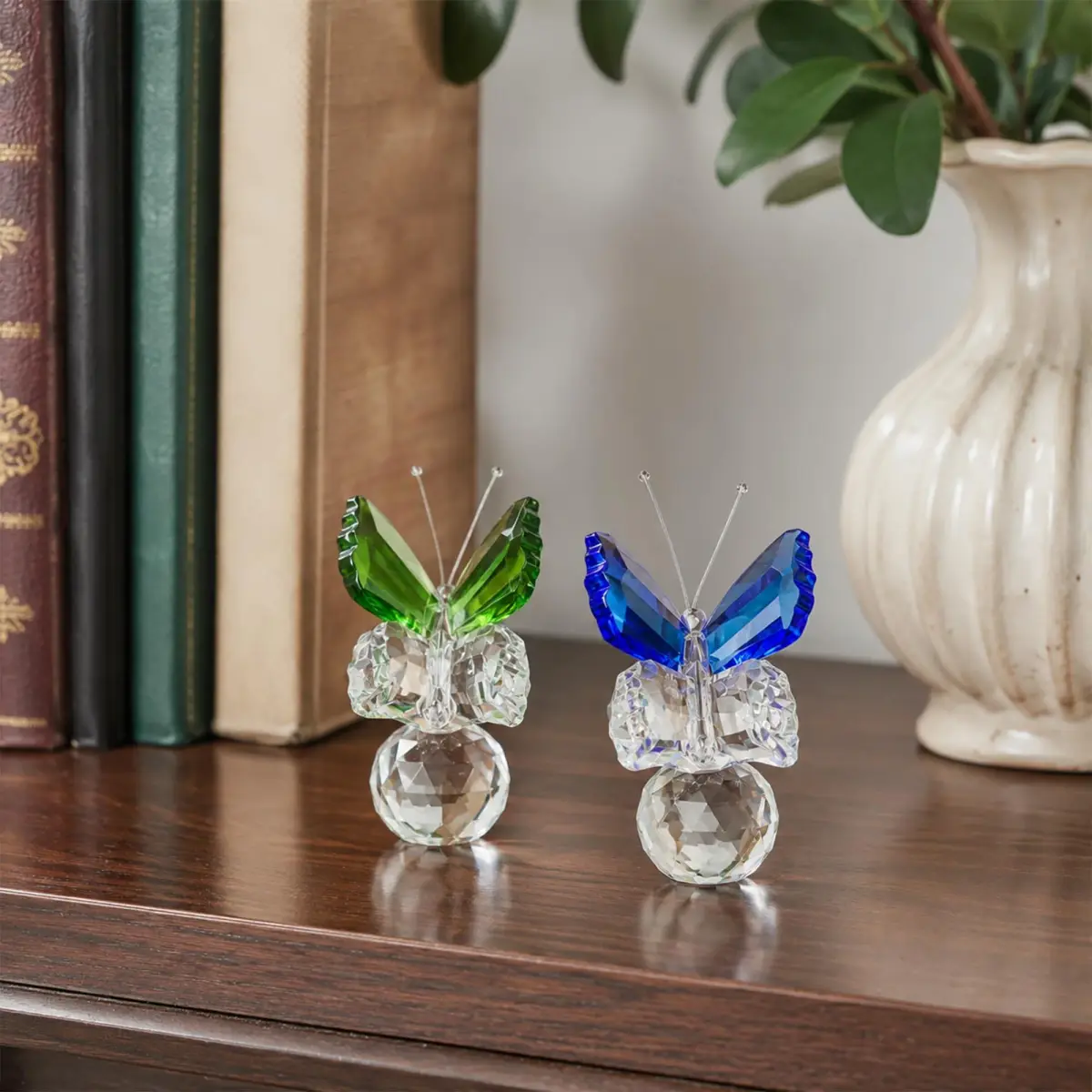 H&D HYALINE & DORA Crystal Butterfly Figurine Set 2 Glass Animal Ornament 5 cm (2*1.7 in) | Decorative Accent for Home & Office - view 5