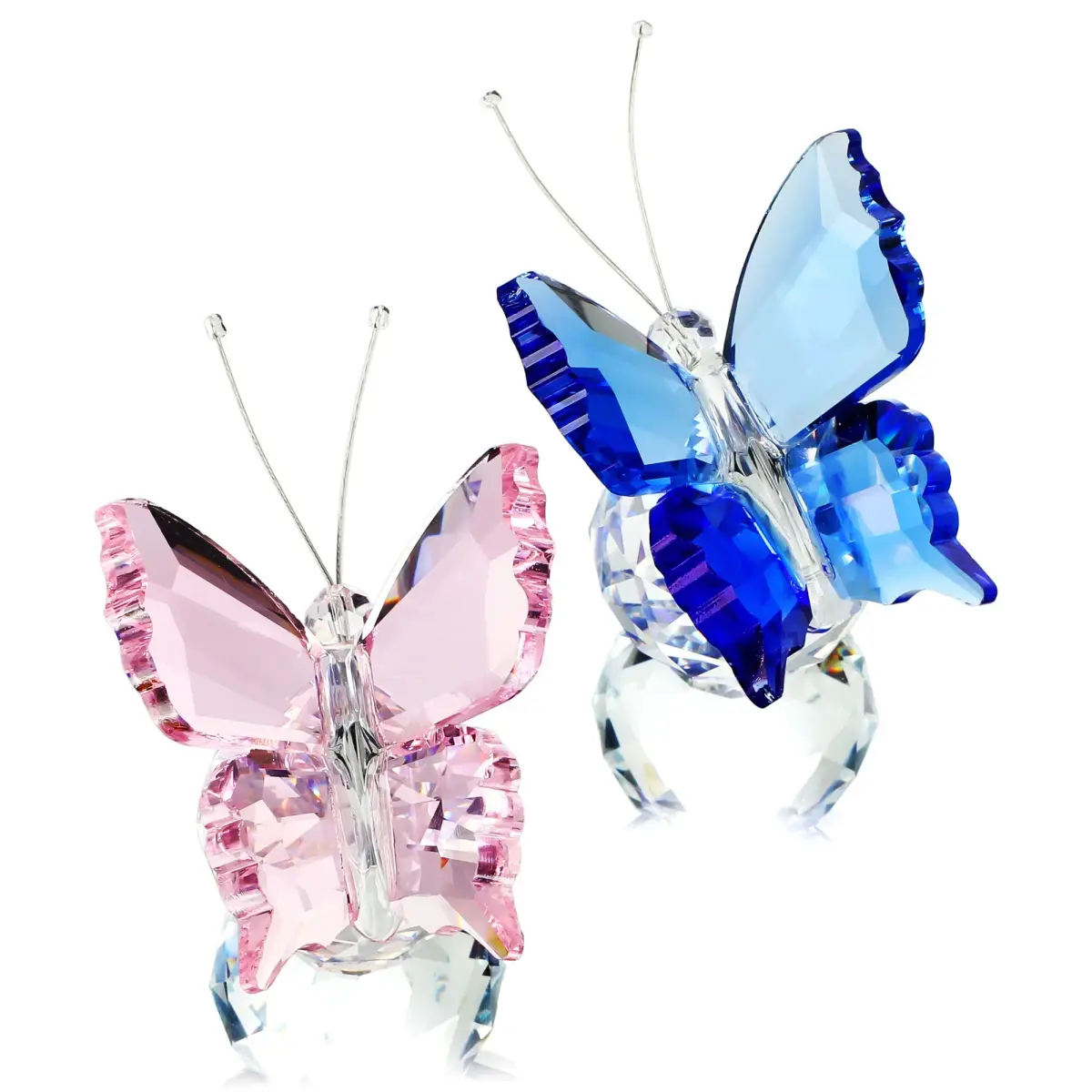 H&D HYALINE & DORA Crystal Butterfly Figurine with Ball Base 5.1 cm (2 in) | Handmade Glass Animal Ornament - main product image