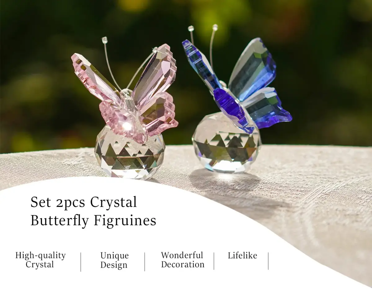 H&D HYALINE & DORA Crystal Butterfly Figurine with Ball Base 5.1 cm (2 in) | Handmade Glass Animal Ornament - view 8