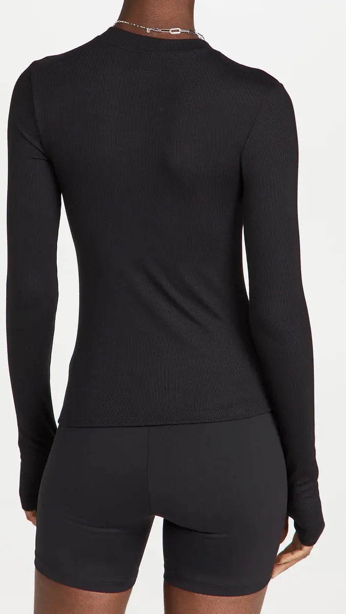 Splits59 Louise Rib Long Sleeve Shirt | Fitted Black Women's Top with Thumbholes (Small) - view 3