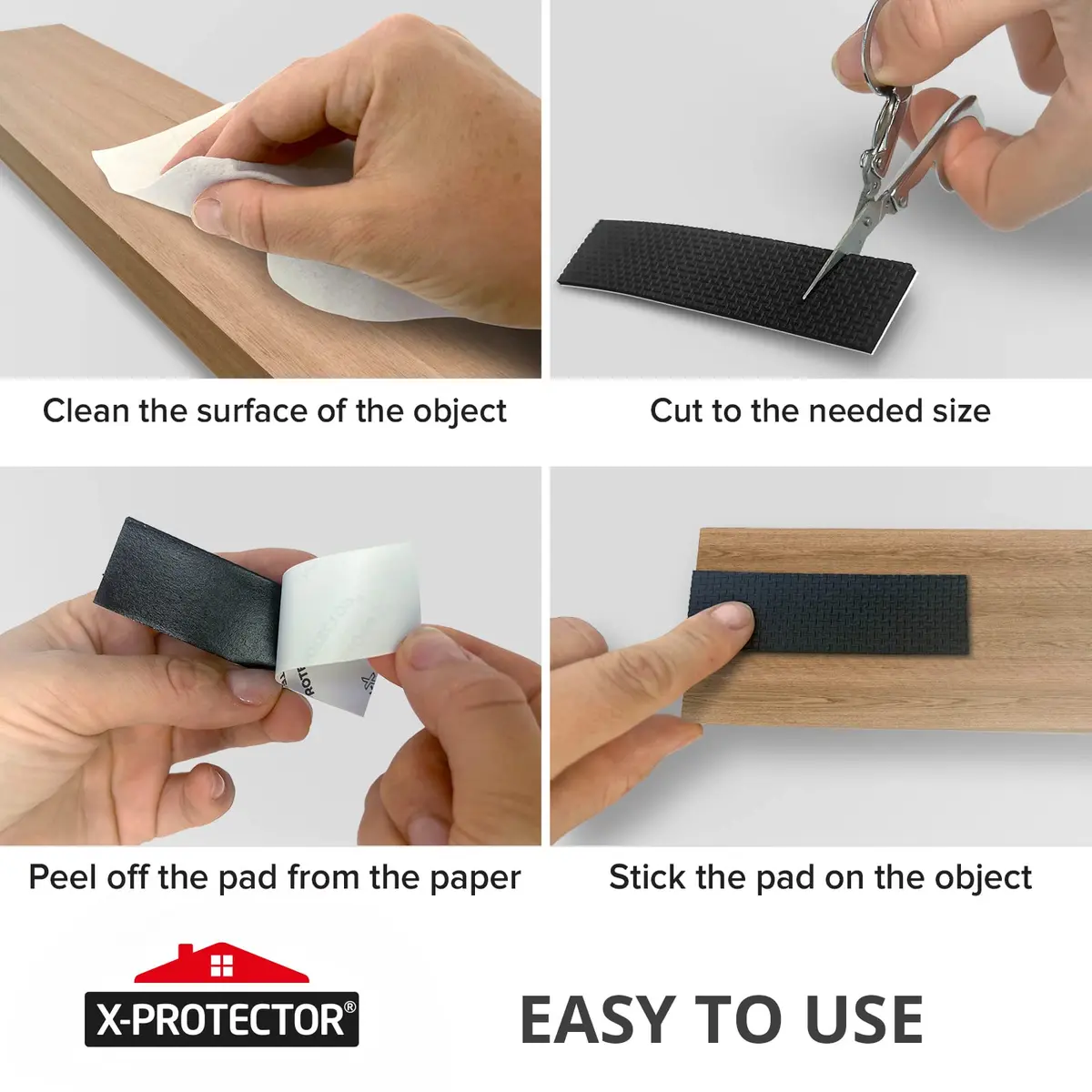 X-Protector Rubber Strip - 8 PC Non Slip Pads - Black Universal Grip Strips | Surface Scratch & Slip Prevention - view 5