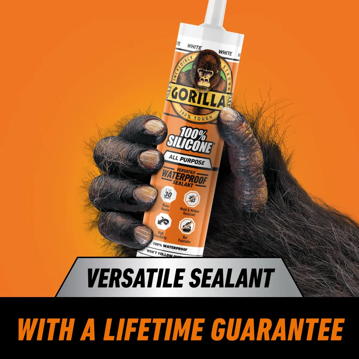 Gorilla 100% Silicone Sealant White 10oz Cartridge (12-Pack) | Waterproof, Mold & Mildew Resistant Sealant - view 2