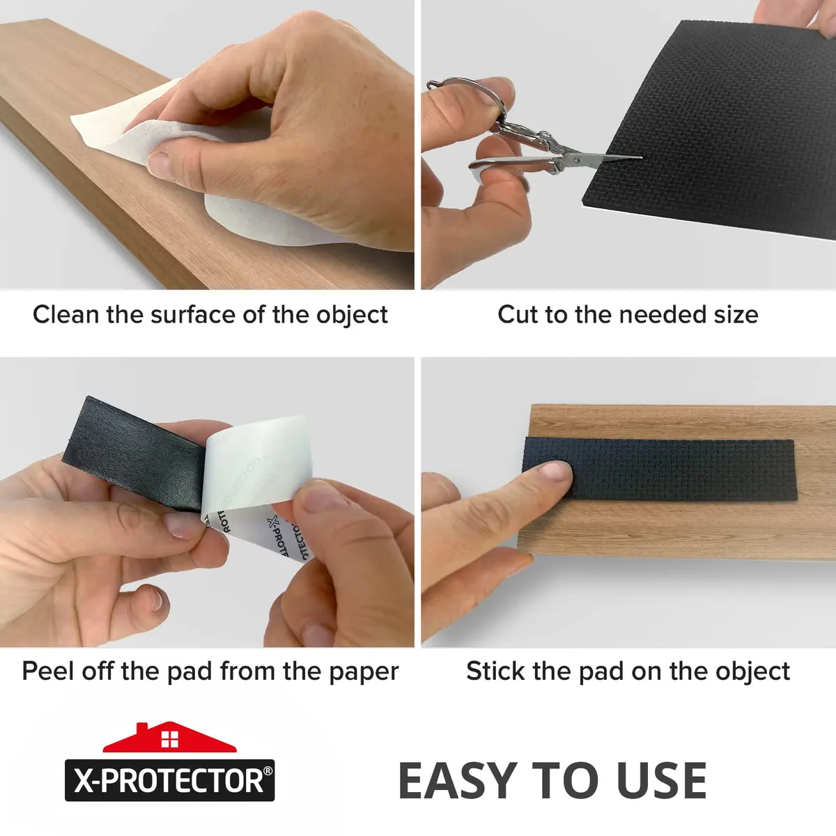 X-Protector Black Rubber Pads 10cm x 12.7cm (4" x 5") | Non-Slip Grips for Furniture, Keyboards, and Appliances - view 5