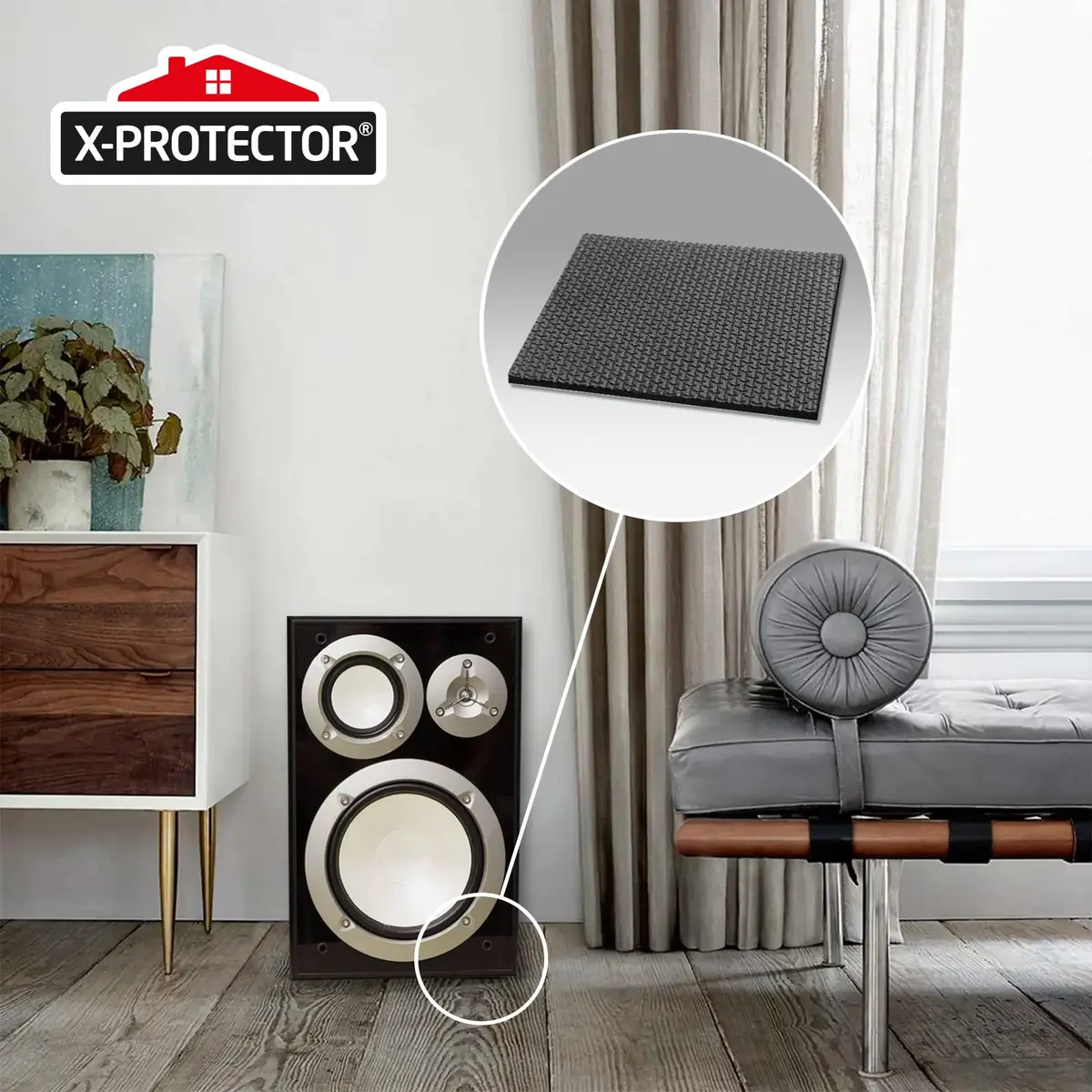 X-Protector Black Rubber Pads 10cm x 12.7cm (4" x 5") | Non-Slip Grips for Furniture, Keyboards, and Appliances - view 6