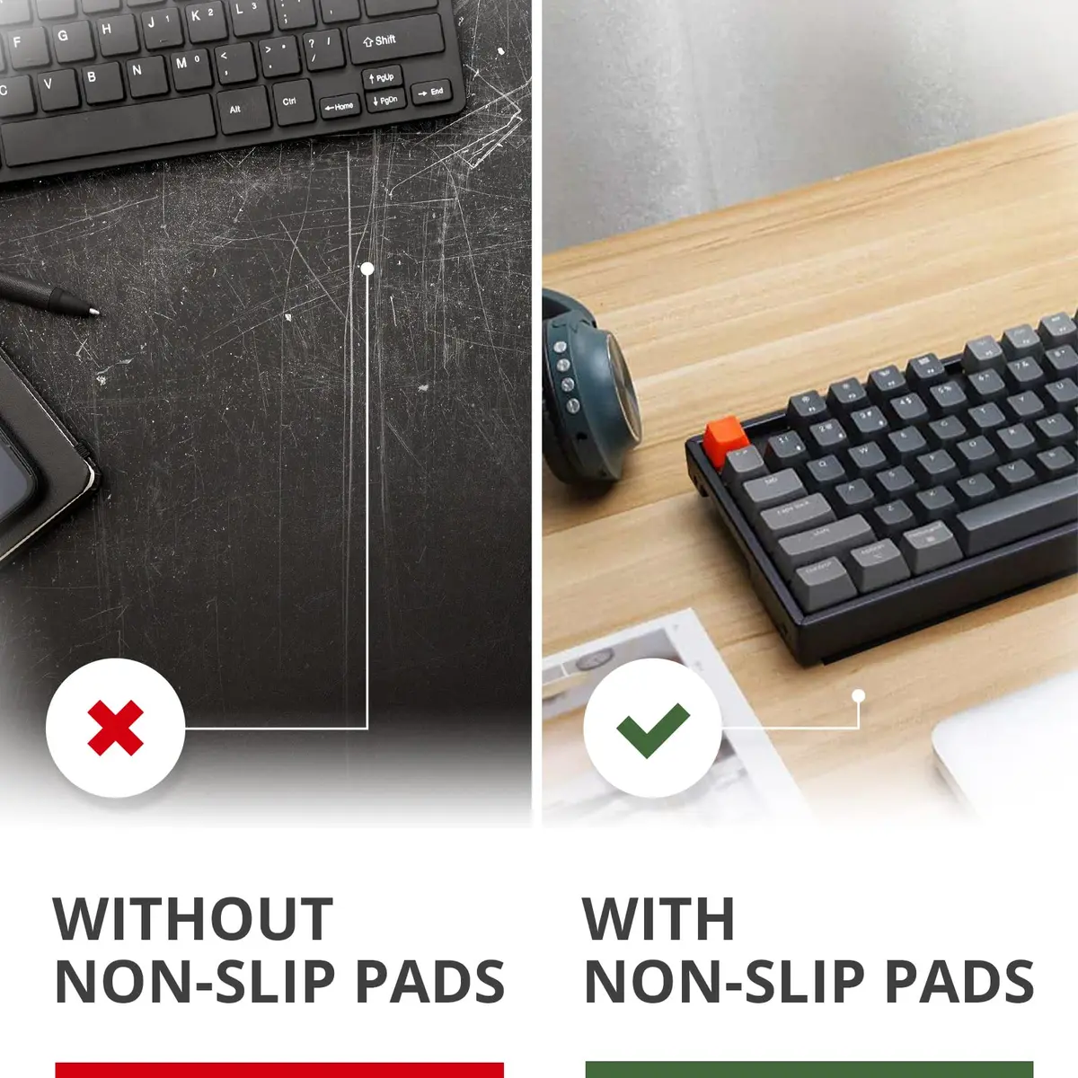 X-Protector Black Rubber Pads 10cm x 12.7cm (4" x 5") | Non-Slip Grips for Furniture, Keyboards, and Appliances - view 3