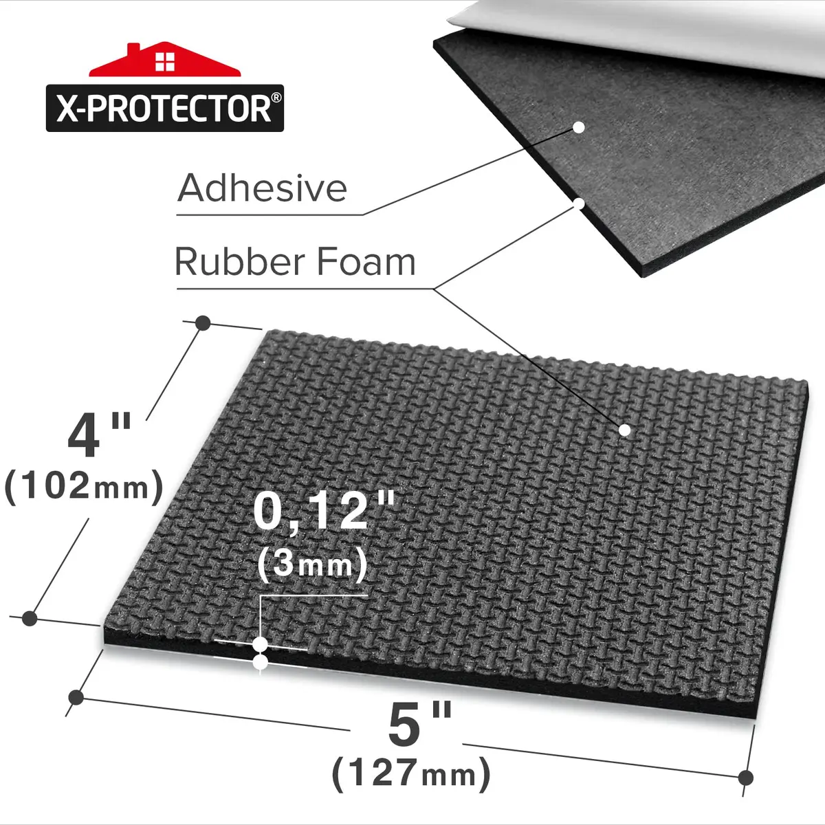 X-Protector Black Rubber Pads 10cm x 12.7cm (4" x 5") | Non-Slip Grips for Furniture, Keyboards, and Appliances - view 4