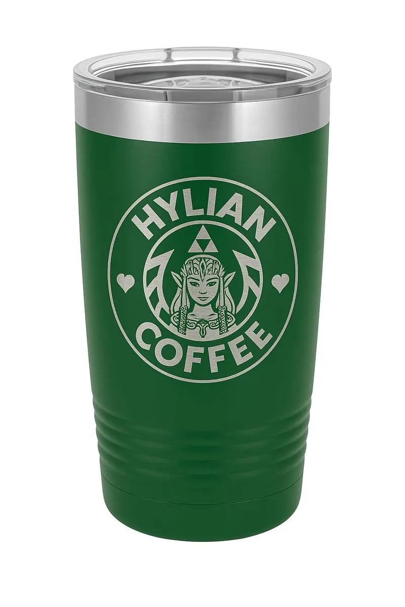 Hat Shark 20 oz Drinking Cup Princess Green | Laser Engraved Water Tumbler for Hot & Cold Drinks - main product image