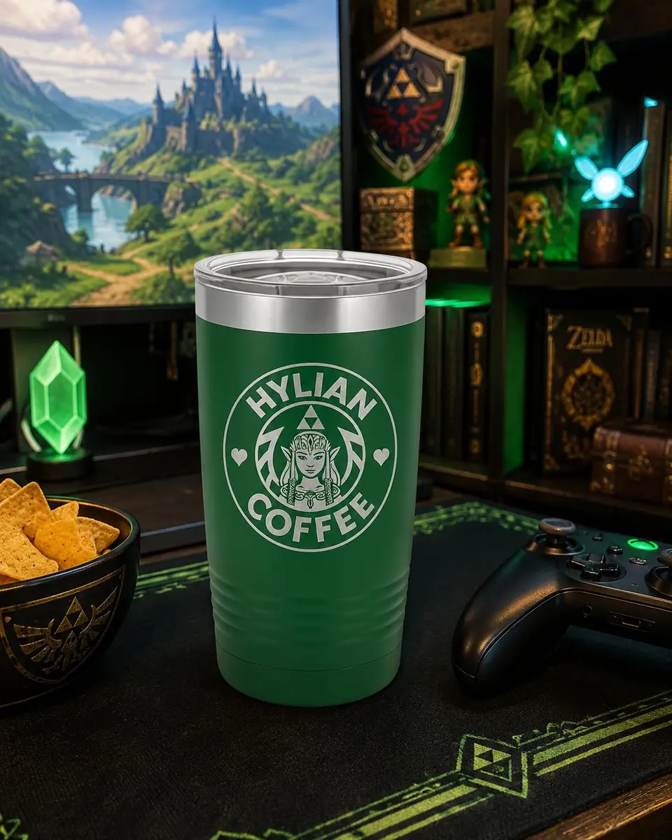 Hat Shark 20 oz Drinking Cup Princess Green | Laser Engraved Water Tumbler for Hot & Cold Drinks - view 6