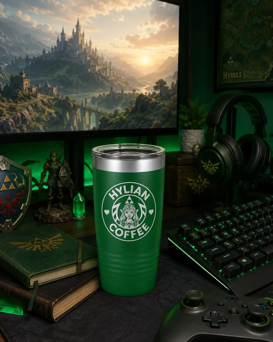 Hat Shark 20 oz Drinking Cup Princess Green | Laser Engraved Water Tumbler for Hot & Cold Drinks - view 8