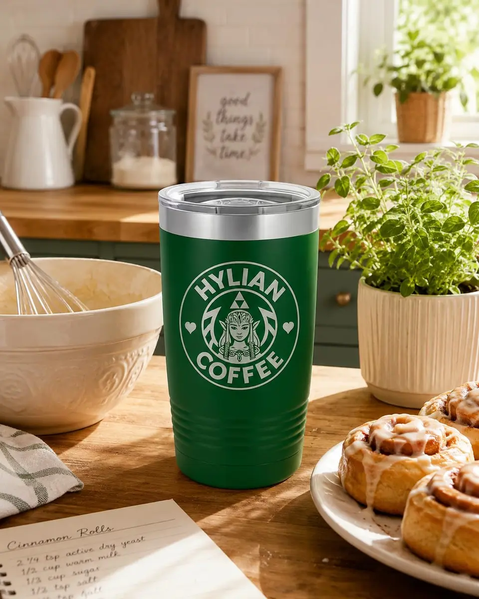 Hat Shark 20 oz Drinking Cup Princess Green | Laser Engraved Water Tumbler for Hot & Cold Drinks - view 9
