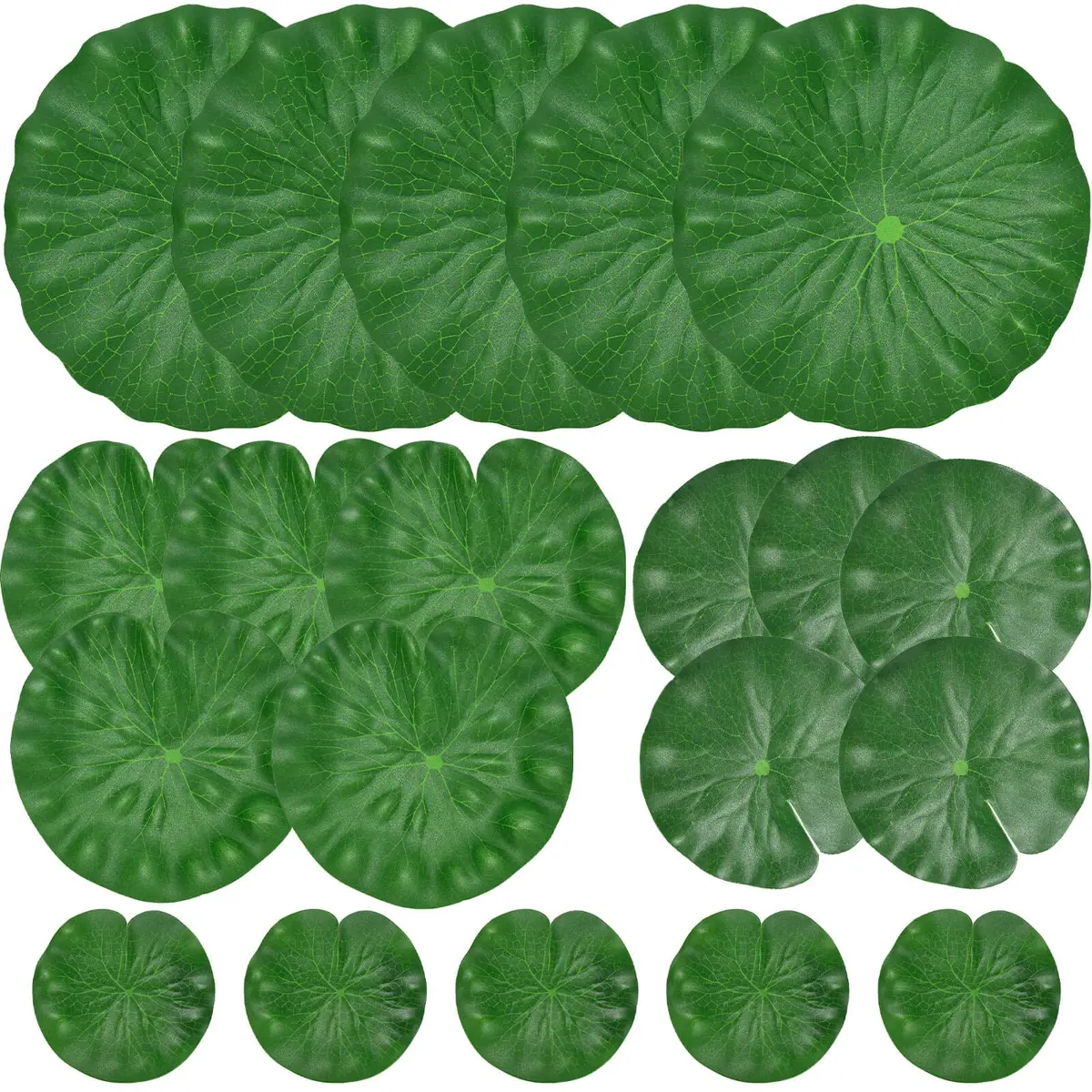 ZAUGONTW Artificial Lily Pads for Ponds, 20 Pcs Realistic Floating Lotus Leaves | Green EVA Aquarium Decor - main product image