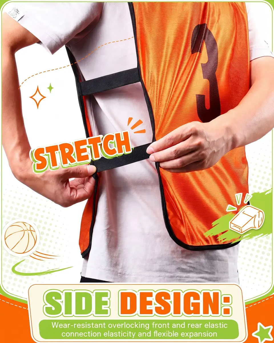 Yahenda 24 Pcs Soccer Pinnies Numbered Vests Adult, Large, Green, Orange | Reversible, Breathable & Easy to Maintain - view 4
