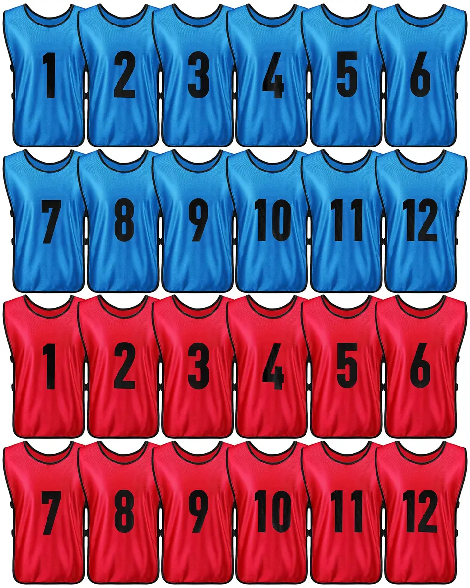 Yahenda 24 Pcs Soccer Pinnies Numbered Vests Large | Reversible Team Practice Jerseys - main product image