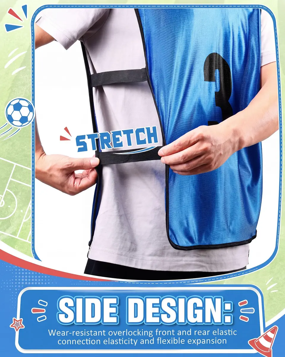 Yahenda 24 Pcs Soccer Pinnies Numbered Vests Large | Reversible Team Practice Jerseys - view 5
