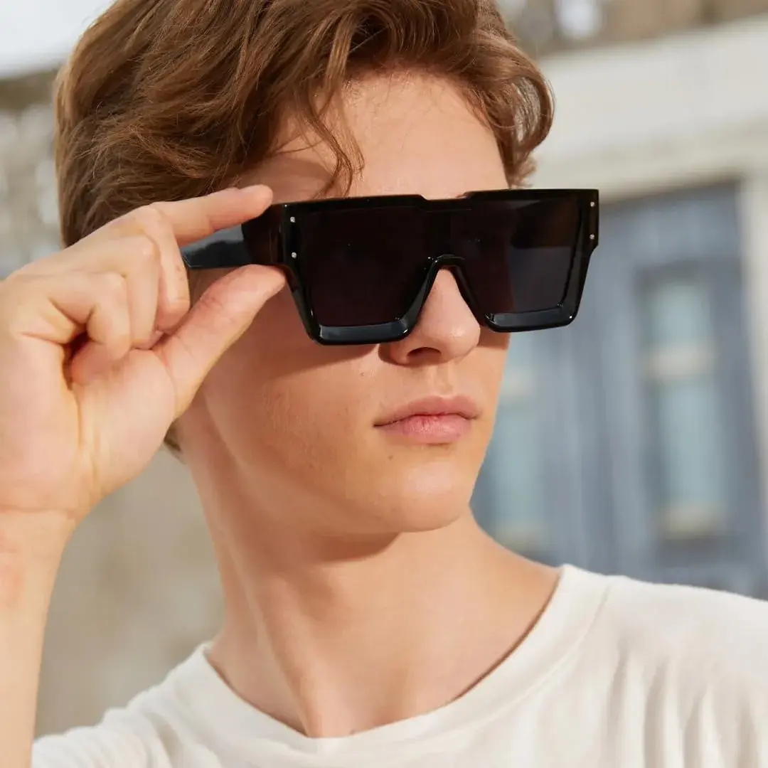 KENBO Oversized Square Sunglasses for Women Men, Rimless Shield Style | UV400 Polarized Protection - view 2