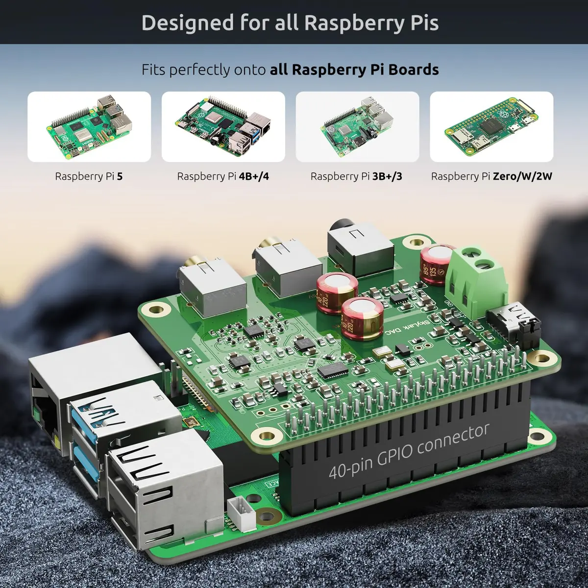 InnoMaker HiFi DAC Pro Hat with ES9038Q2M Chip for Raspberry Pi 5/4/3B+/3B/Zero | High-Resolution 384KHz/32bit & DSD512 Audio Card - view 5