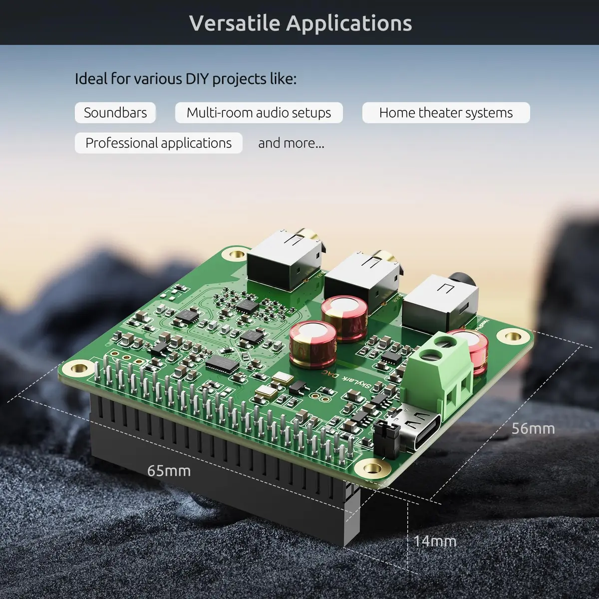 InnoMaker HiFi DAC Pro Hat with ES9038Q2M Chip for Raspberry Pi 5/4/3B+/3B/Zero | High-Resolution 384KHz/32bit & DSD512 Audio Card - view 7