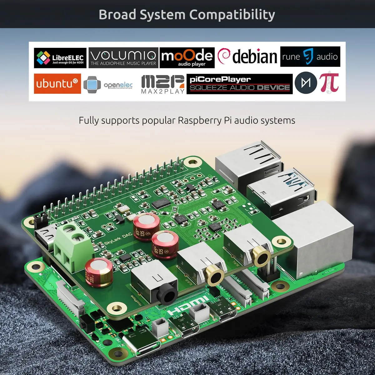 InnoMaker HiFi DAC Pro Hat with ES9038Q2M Chip for Raspberry Pi 5/4/3B+/3B/Zero | High-Resolution 384KHz/32bit & DSD512 Audio Card - view 4