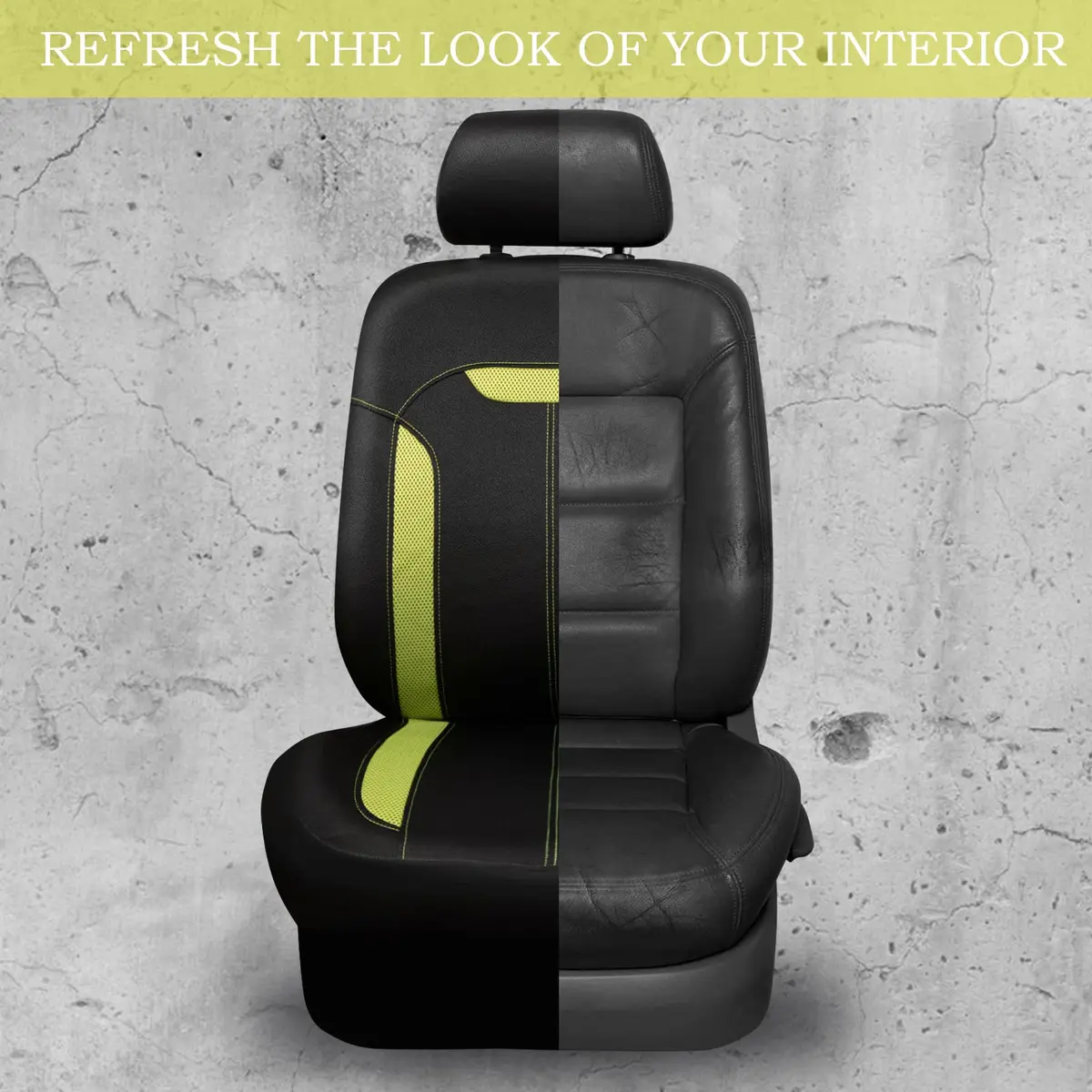 CAR PASS 3D Air Mesh in Cloth Leather Grain Breathable Car Seat Covers Full Set, Universal Fit, Black Green | Airbag Compatible & Easy Install - view 6