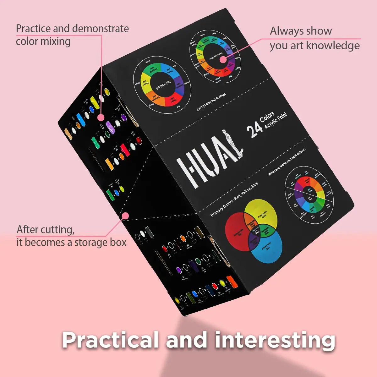 HUAL Acrylic Paint Set With 5 Brushes, 24 Colors 60ml (2 fl oz) | ASTM D-4236 Certified Non-Toxic - view 6