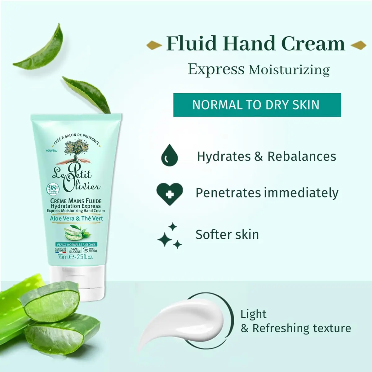 Le Petit Olivier Hand Cream 2.5 Oz | Aloe Vera & Green Tea Moisturizer for Dry & Normal Skin - view 2