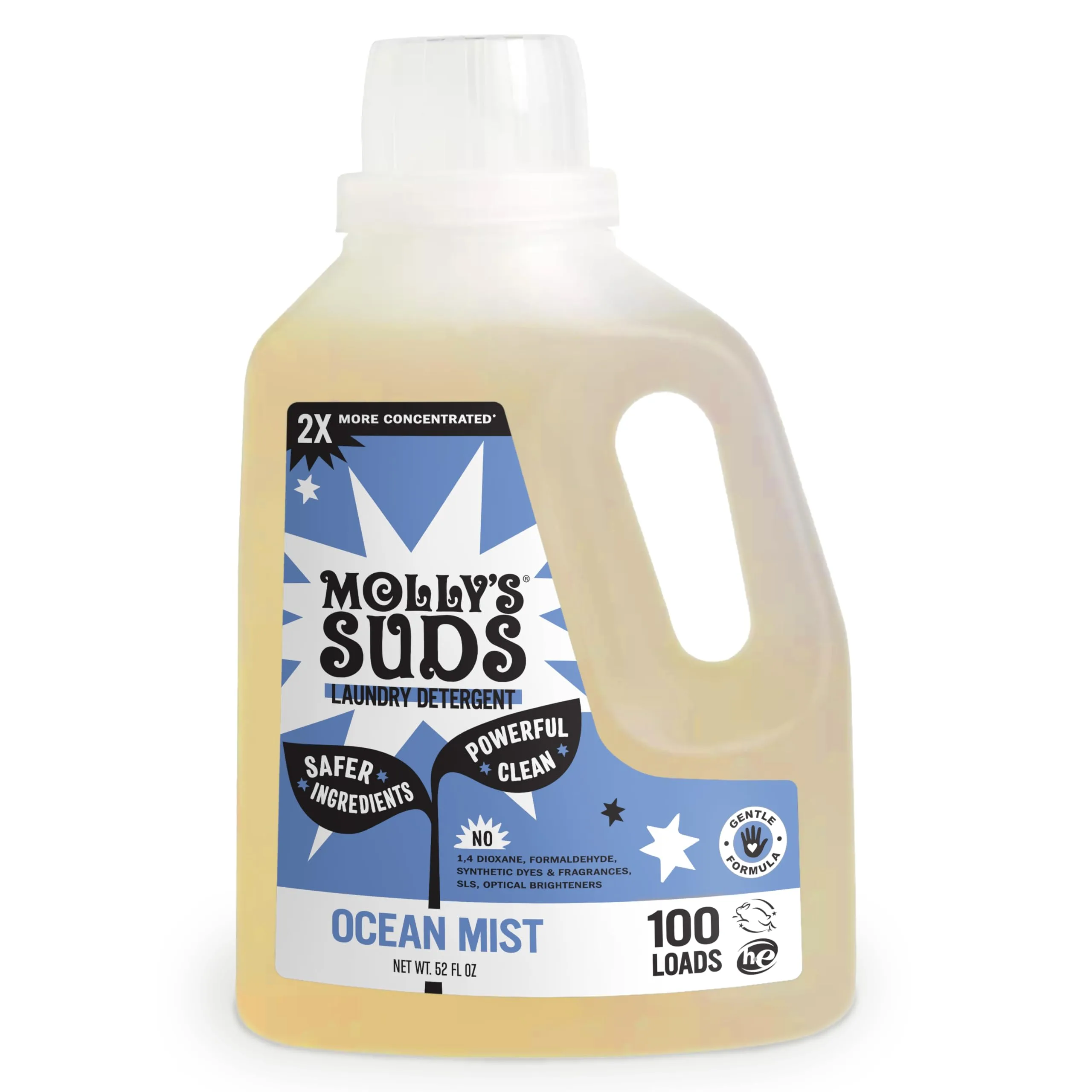 Molly's Suds Liquid Laundry Detergent Ocean Mist Concentrated HE Formula | Simple Ingredients for Sensitive Skin - main product image