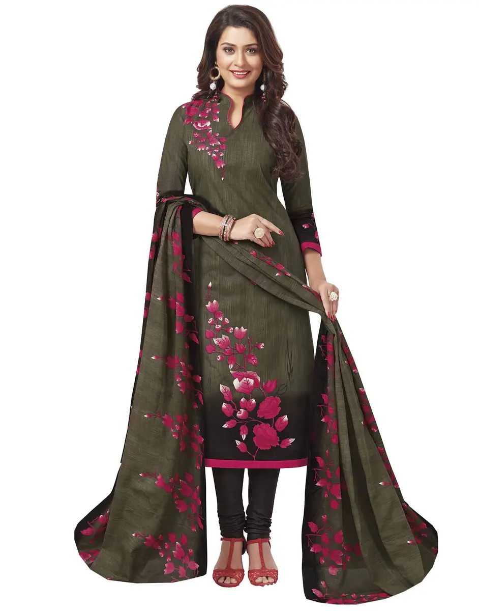 Miraan Women's Cotton Printed Readymade Salwar Suit XX-Large Green - main product image