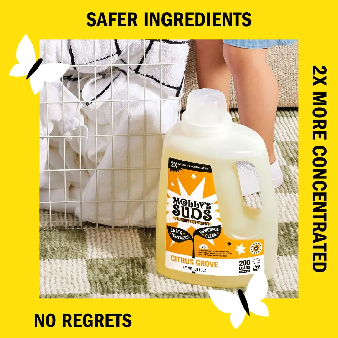 Molly's Suds Liquid Laundry Detergent Citrus Grove 1.56 L (52 Fl Oz) | Hypoallergenic & Sensitive Skin Formula - view 3