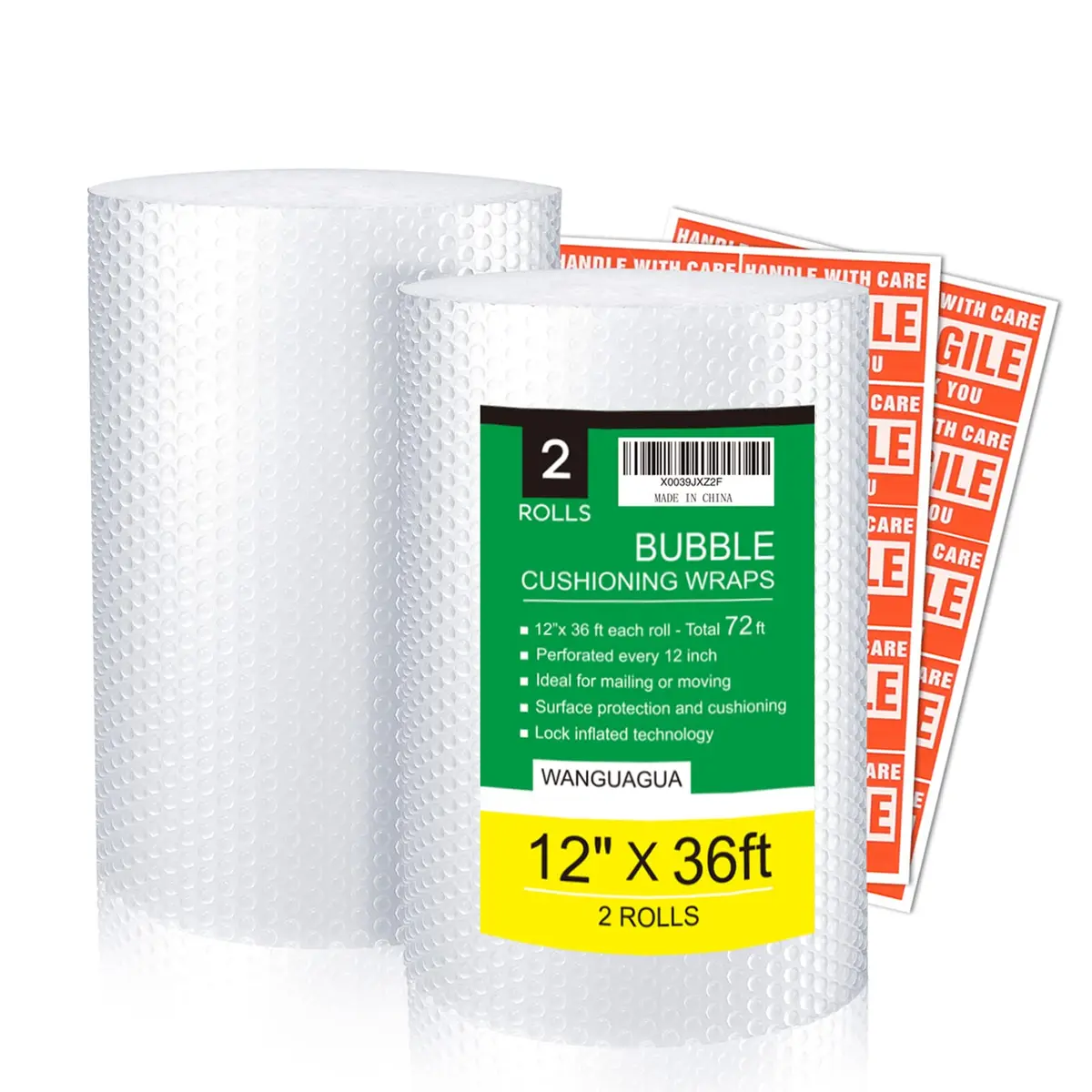 WANGUAGUA Bubble Packing Wrap 2 Pack 12 Inch x 72 ft | Multi-layer Cushioning for Moving & Shipping - view 7